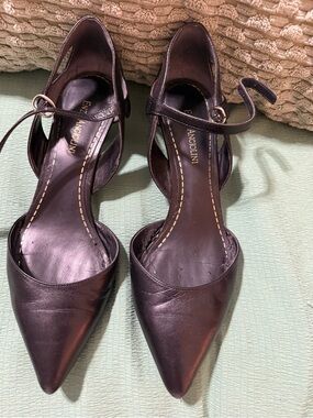 Enzo Angiolini Black Pointed Toe Ankle Strap Heels
